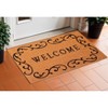 HomeRoots 17" X 29" Natural And Black Scrollwork Welcome Outdoor Coir Door Mat - 2 of 4