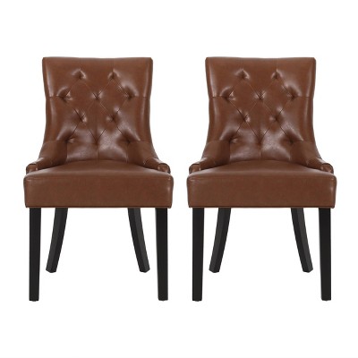 Christopher Knight Home Set of 2 Cheney Faux Leather Tufted Dining Chairs