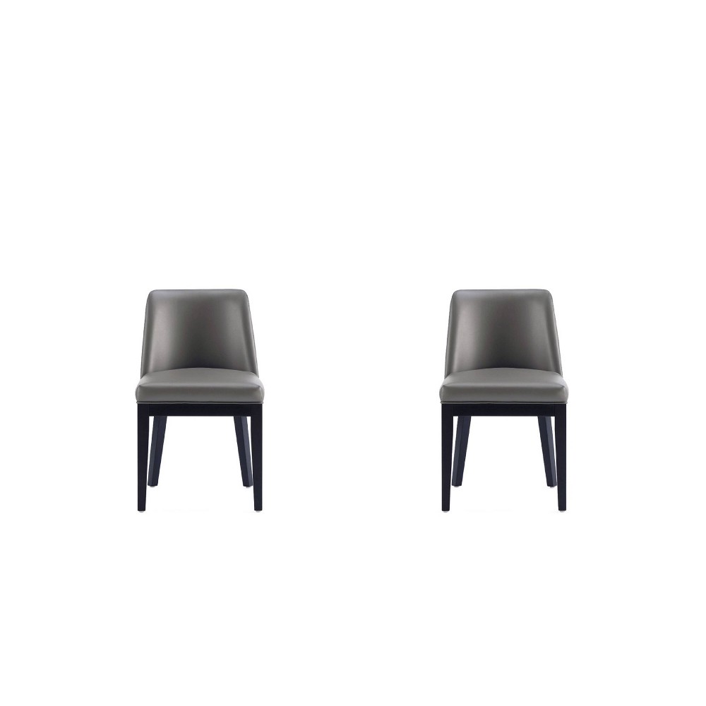 Photos - Dining Table Set of 2 Gansevoort Modern Faux Leather Dining Chairs Pebble Gray - Manhat