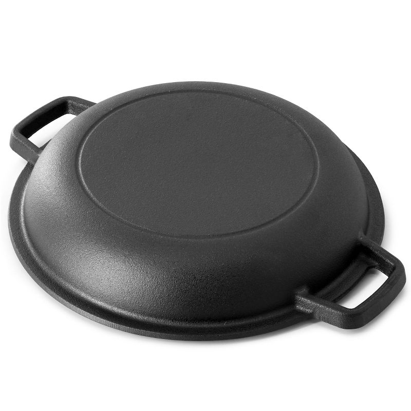 MegaChef 5 Quart Pre-Seasoned 2-in-1 Cast Iron Dutch Oven and Skillet, 4 of 7