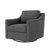 Zeus & Ruta 360° Swivel Armchair with Brass Nail Decor, Cotton Linen Skin-Friendly Fabric, Ergonomic Design for Indoor Living/Bedroom - 2 of 4