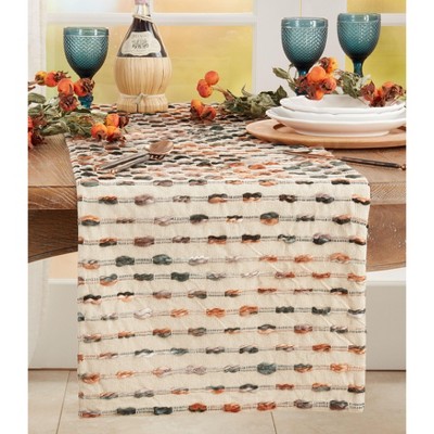 Multicolor Woven Cotton Table Runner with Striped Design