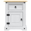 vidaXL Nightstand Storage Cabinet Table with Drawer Mexican Pine Corona Range - White - 4 of 4
