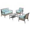 FIONECA 4-Piece Outdoor PE Wicker Patio Furniture Set with Black Metal Table, All-Weather Rattan Conversation Set for Garden, Balcony, Porch - 3 of 4
