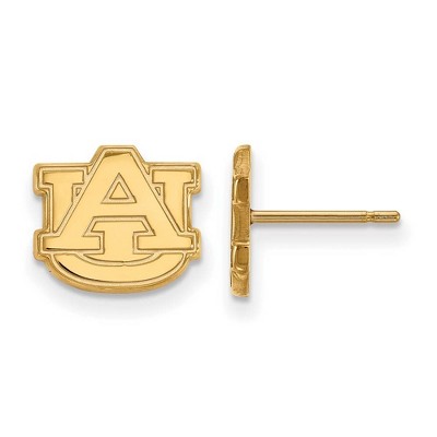 Black Bow Jewelry 14k Yellow Gold Auburn Tigers NCAA Post Earrings
