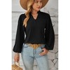 Coolmee Women's Puff Long Sleeve Shirts V Neck Loose T-Shirts Dressy Casual Work Blouses Fall Tops Trendy Clothes - 3 of 4