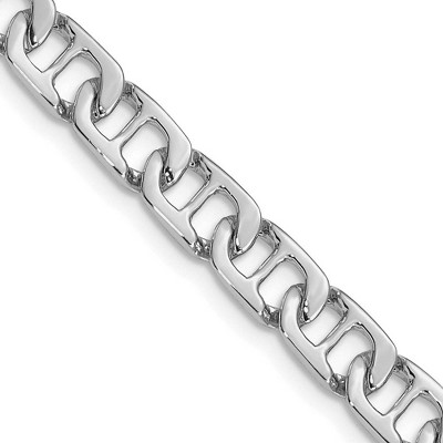 Black Bow Jewelry 6.5mm 14K White Gold Solid Fancy Anchor Chain Bracelet
