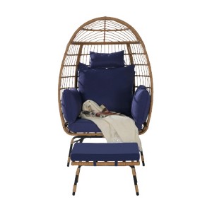 Wicker Egg Chair,Rattan Egg Chair Indoor Outdoor,Oversized Large Egg Chairs 600lbs with Ottoman and Thick Cushions for Porch, Backyard, Balcony - 1 of 3