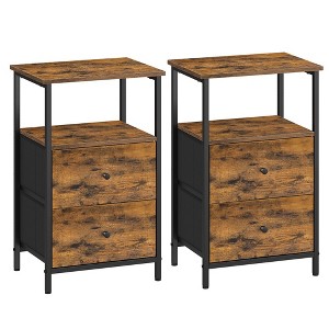 Nightstand Side Fabric Drawer 24-Inch Tall End Table with Storage Shelf Bedroom - 1 of 4