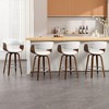 Bekrvio 26" Mid Century Modern Swivel Counter Height Bar Stools Set of 1/2/3/4 - PU Leather Upholstered,Walnut Bent Wood Legs for Kitchen Island - 2 of 4