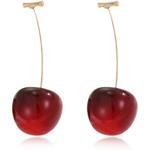 Cherry Earrings for Women Fun Fruit Drop Dangle Earrings Cute 3D Red Jewelry Unique Fruit Charm Jewelry for Women - 1 of 4
