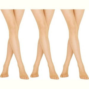 3 Pairs Women’s Sheer Pantyhose with Control Top – 20 Denier Thin Tights – Soft & Silky Fit - 1 of 4