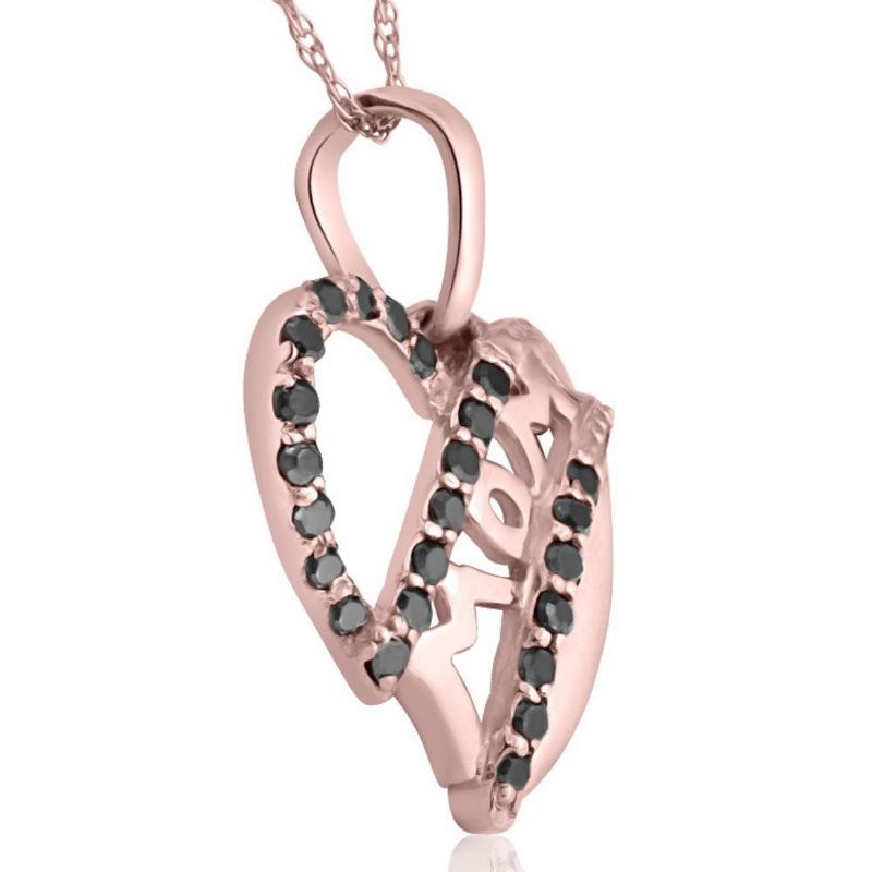 Pompeii3 Black Diamond Mom Heart Pendant Necklace in White, Yellow, or Rose Gold, 2 of 4