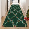 TackView Christmas Garland Print Rug, Non-Slip Hallway Rugs, Washable Low Pile Carpet Runner, Indoor Floor Mats for Laundry - 4 of 4