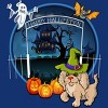 Women's Design By Humans Puppy Dog Witch Hat Halloween Ghost By Fractals Racerback Tank Top - 2 of 3