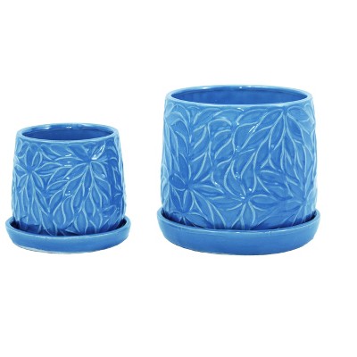 Wooakway 8" Dia Outdoor Indoor Ceramic Planter Pot Decorative Planter with Drainage Hole Patio Flower Pot