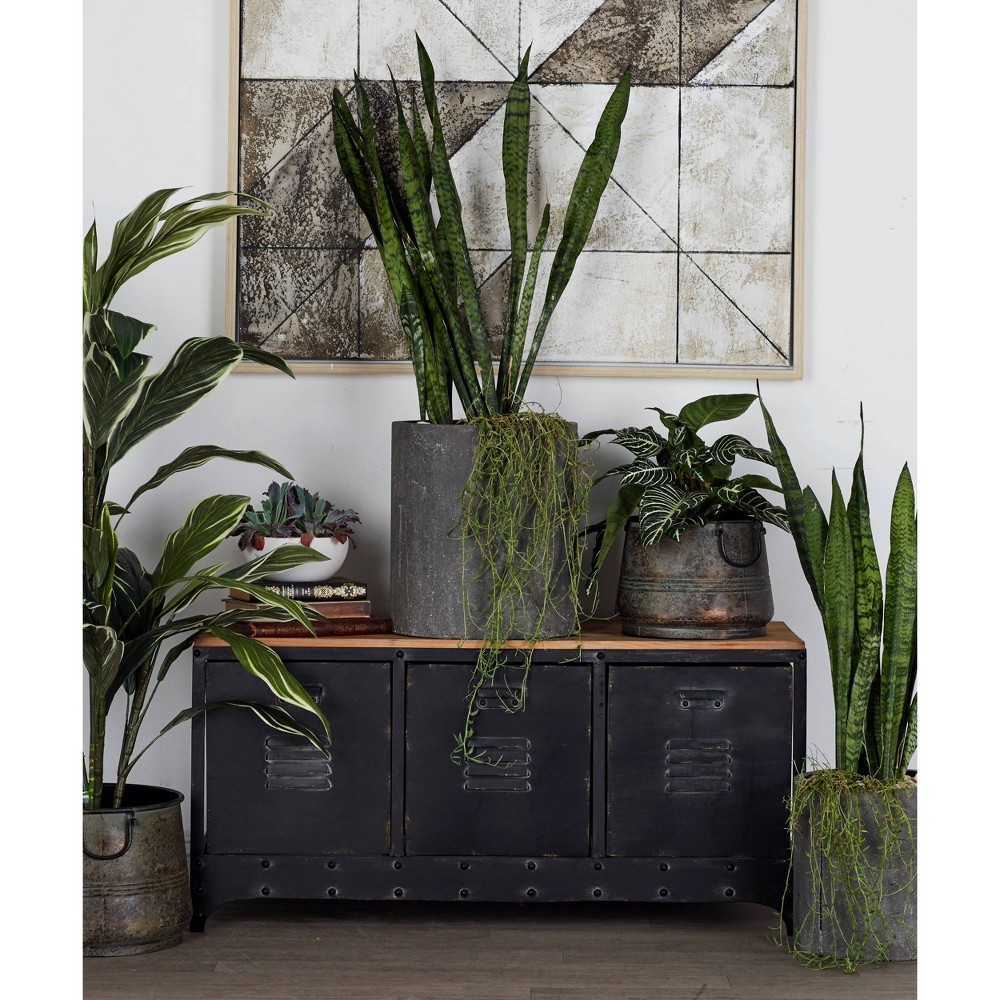 Photos - Pouffe / Bench Wood Storage Bench 3 Drawers Black - Olivia & May: Entryway, Industrial Style, No Assembly Required