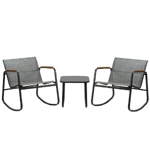 Kozyard 3 Pieces Patio Bistro Set with Gray Breathable Textilence Seating Powder Coated Metal Frame for Garden Poolside Backyard - 1 of 4