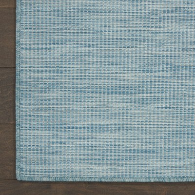 Aqua Solstice Flat Woven 4' x 6' Reversible Outdoor Rug