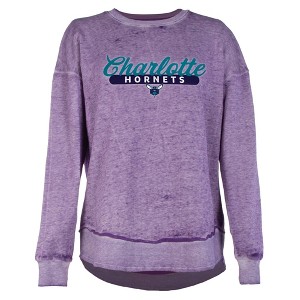 NBA Charlotte Hornets Women's Burnout Crew Neck Fleece Sweatshirt - 1 of 4