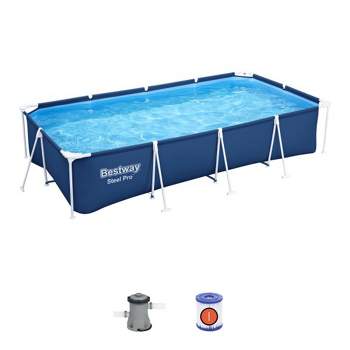 Bestway Steel ProRectangular Metal Frame Above Ground Outdoor Backyard Swimming Pool