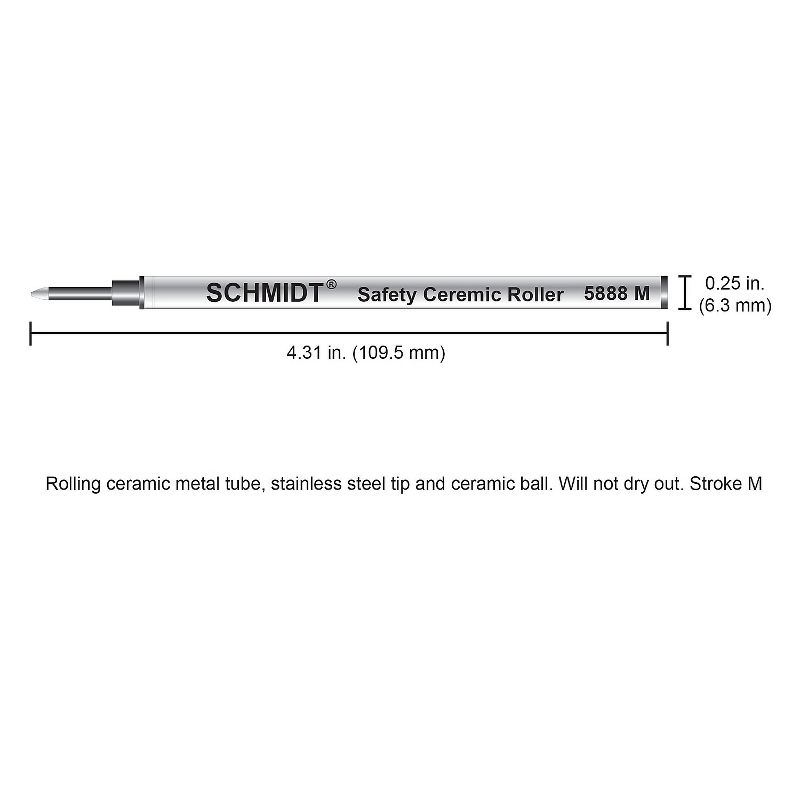 Schmidt Ink Schmidt 888 Safety Ceramic Rollerball Plastic Tube Refill Fits Universal Pens Medium, 5 of 6