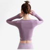 Anna-Kaci Active Women's Long Sleeve Crop Top with Thumbholes and Cutout Detail - 3 of 4