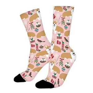 Dogs And Stocks Women Printed Crew Socks Funny Funky Socks Soft Polyester Novelty Gifts for Artists Men - 1 of 1
