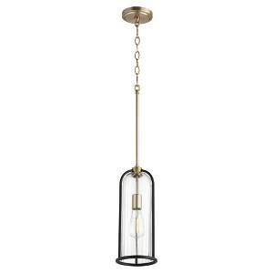 Quorum Lighting Espy 1-Light Pendant, Noir/Aged Brass, Glass, 6.25W x 15H, Incandescent, Damp Rated - 1 of 1