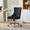 GlasFlength Task and Office Chairs Modern Velvet Swivel Chair with Gold Base and Tufted Back for Home Office, Black, 24.8"*19.4"*38.6" - 2 of 4