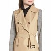 Women's Plaid Sleeve Double Breasted Trench Jacket - Mural - 3 of 3