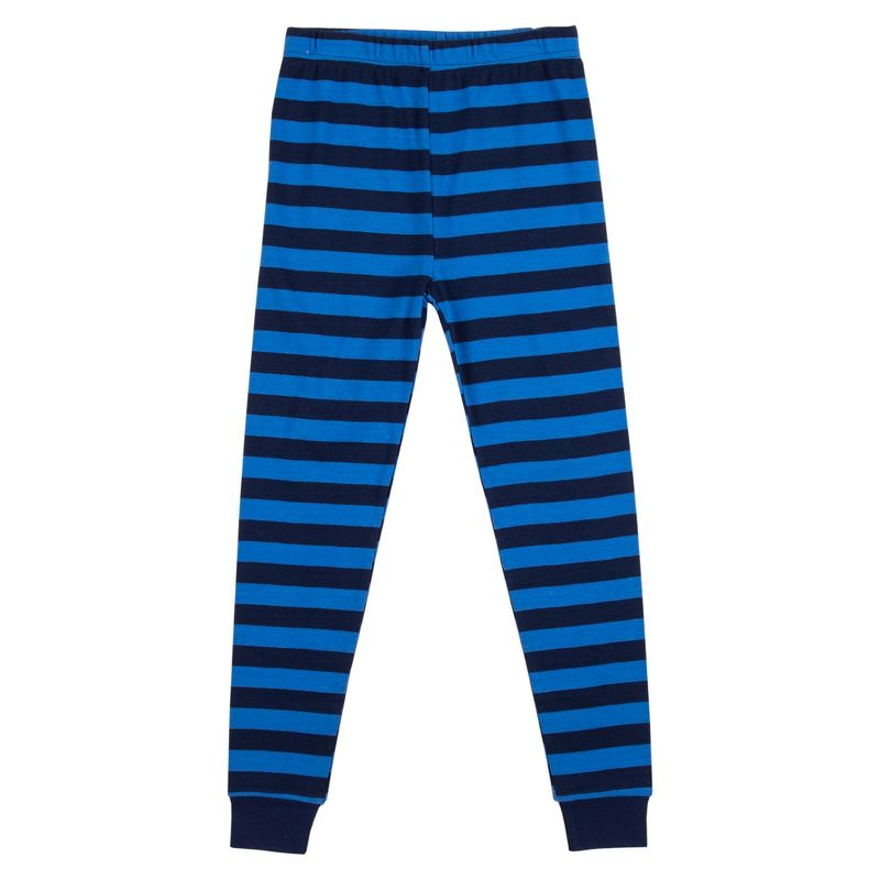 Space Cadet Youth Boy's Blue & Black Striped Short Sleeve Shirt & Sleep Pants Set, 4 of 5