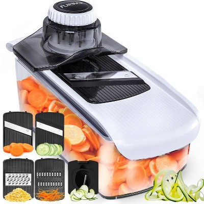 Fullstar 5-in-1 Mandoline Slicer White: Stainless Steel Blades, Ergonomic Handle, Dishwasher-Safe, Nonslip Base