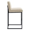 Set of 2 Indulge Channel Tufted Fabric Barstools Beige - Modway: Matte Black Base, Adjustable Height, Sled Frame - 3 of 4