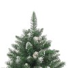 Aghana Digitals 70.9" Green & White Snow-Flocked PVC Christmas Tree with Hinged Branches, 32 Cones, - 4 of 4