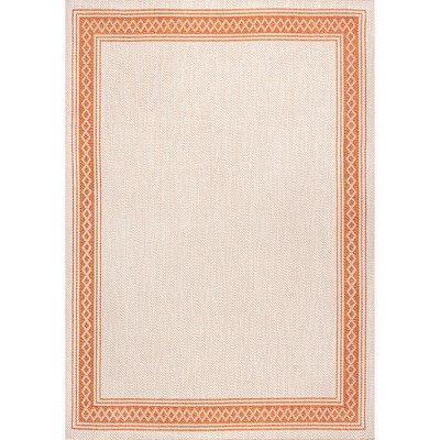 Reversible Cream/Orange Diamond Indoor/Outdoor Synthetic Rug