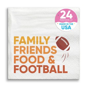 Big Dot of Happiness Family Friends Food and Football Party Napkins, Friendsgiving Party Decor, White 3-Ply Paper Beverage Cocktail Napkins - 24 Count - 1 of 4