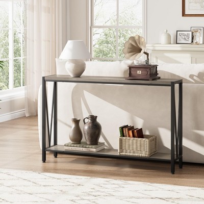 2-Tier Narrow Sofa Console Table for Entryway, Living Room, Office - With Storage