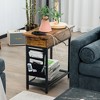 Tangkula End Table with Charging Station Industrial Nightstand Flip Top Side Pocket USB - 2 of 4