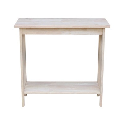Unfinished Solid Wood Mission Entry Table with Shelf