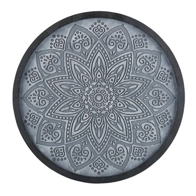 25.2" x 25.2" Dia. Medallion Carved Wall Panel Gray