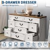 9 Drawer Dresser with Charging Stand, Vintage TV Stand, Solid Wood Chest of Drawers with Metal Knobs, Living Room, Hallway, Bedroom - 4 of 4