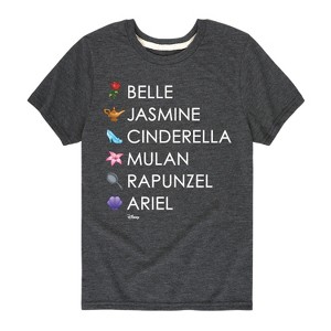Boys' - Disney - Princess List Icons Short Sleeve Graphic T-Shirt - 1 of 4