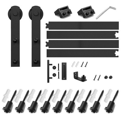 SMARTSTANDARD Interior Sliding Barn Door Hardware Kit, Heavy Duty Matte Black Track with I-Shape Hangers (Door Not Included)