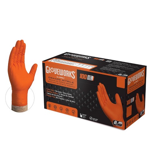 Gloveworks Gwon Nitrile Gloves Medium Orange 100/box (gwon44100) : Target