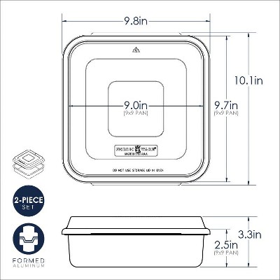 9-Inch Aluminum Square Cake Pan with Clear Lid
