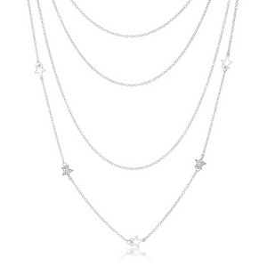 ShineHigh Multi-Layer Rhodium-Plated Star Pendant Necklace with Sparkling CZ Accents – Four-Layer Chain for Women - 1 of 1