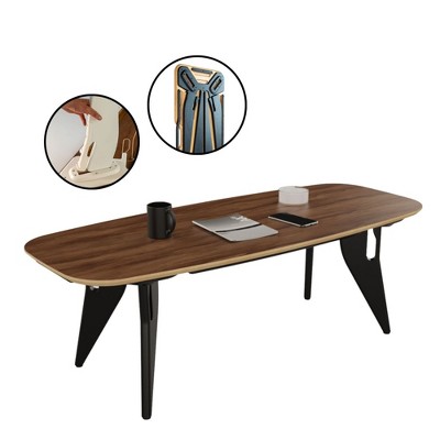 Hoek Long Coffee Table, 47.5" x 20", Rectangle Space-Saving & Portable Design, No-Tool One-Click Assembly with Wall Hanging Cleat