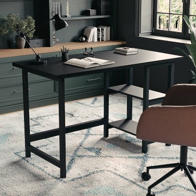Home Office Trestle Desk with Shelves Wood Grain - Martha Stewart