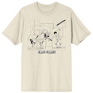 Fire Force Manga Sho & Shinra Manga Art Crew Neck Short Sleeve Natural Men’s T-shirt - 1 of 3